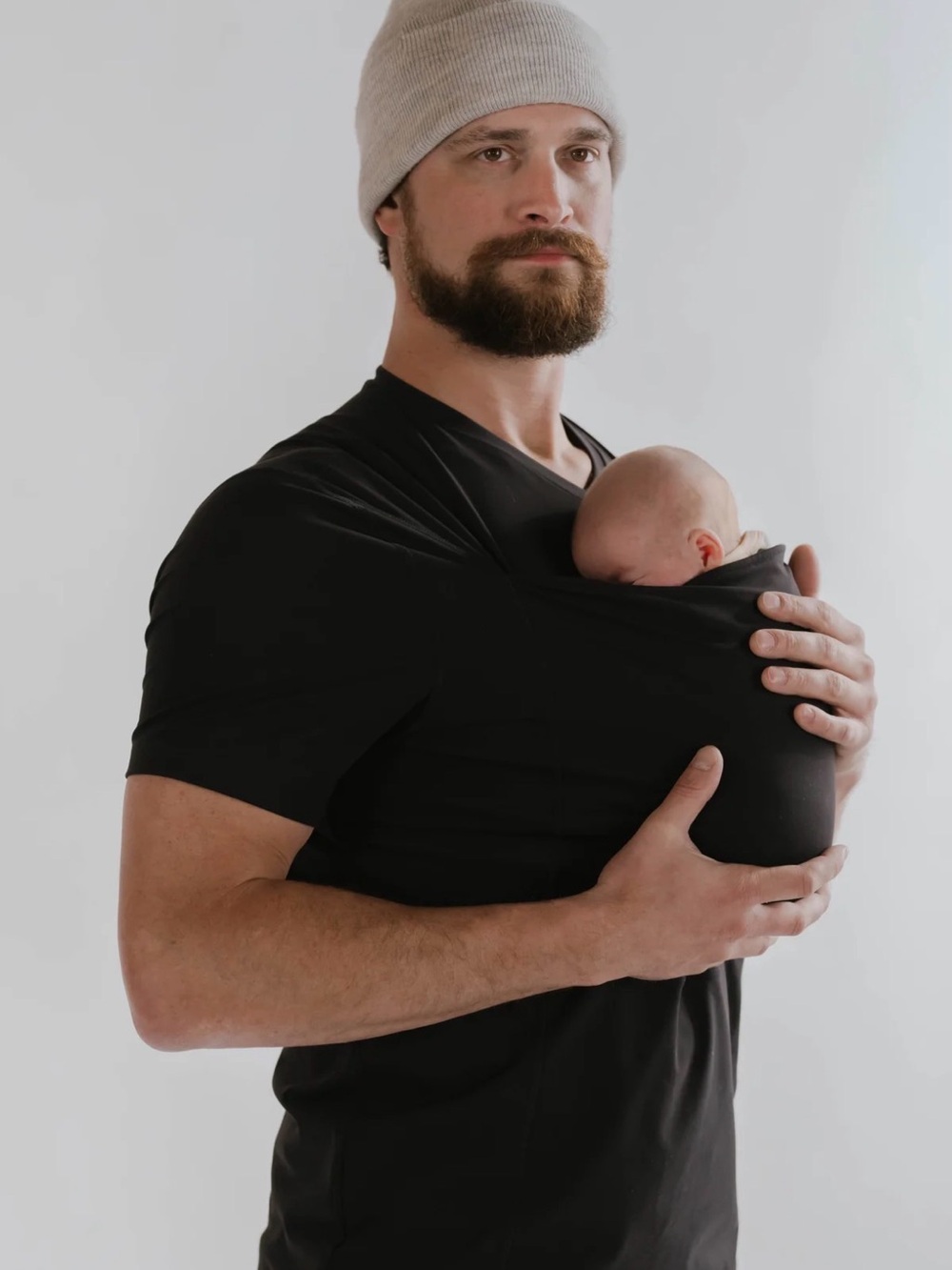 Men's Black Babywearing Short Sleeve Tee - Supportive Stretch